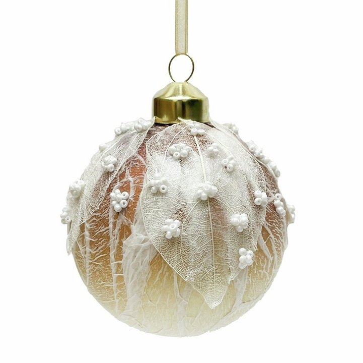 Шар елочный Christmasdeluxe коричнево-кремовый, 8см