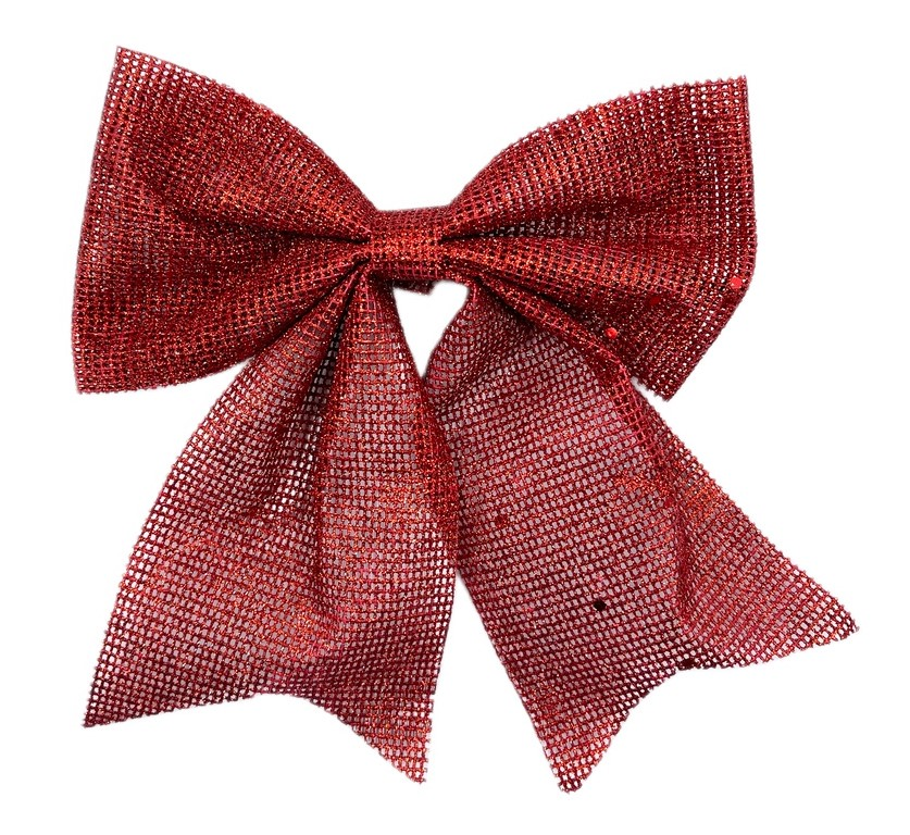 Бант ChristmasDeLux с пайетками красный, 20 x 24см