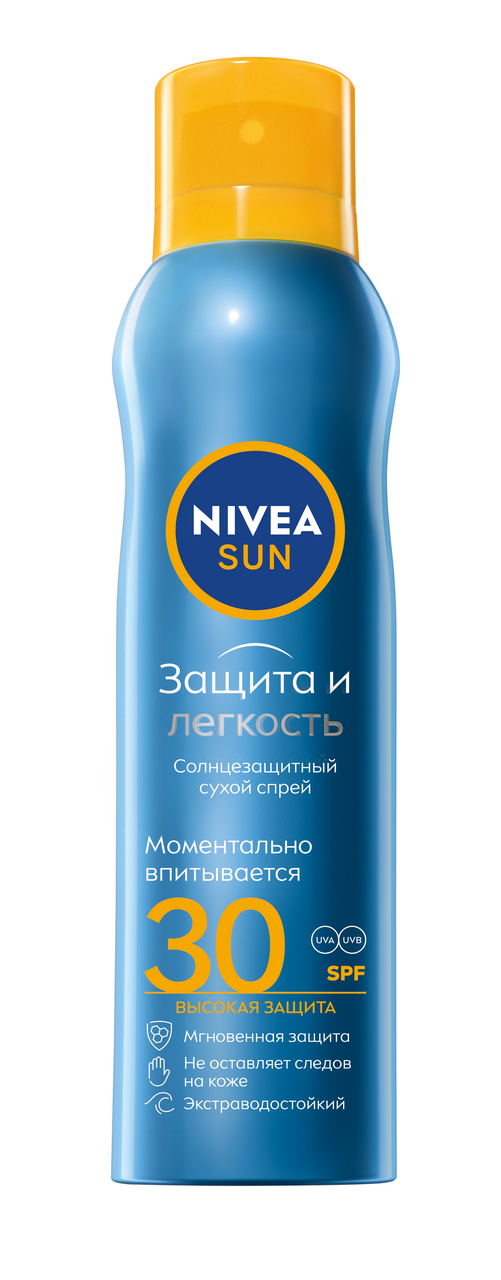 Изображение товара Солнцезащитный сухой спрей Nivea SPF30, 200 мл для тела, водостойкий