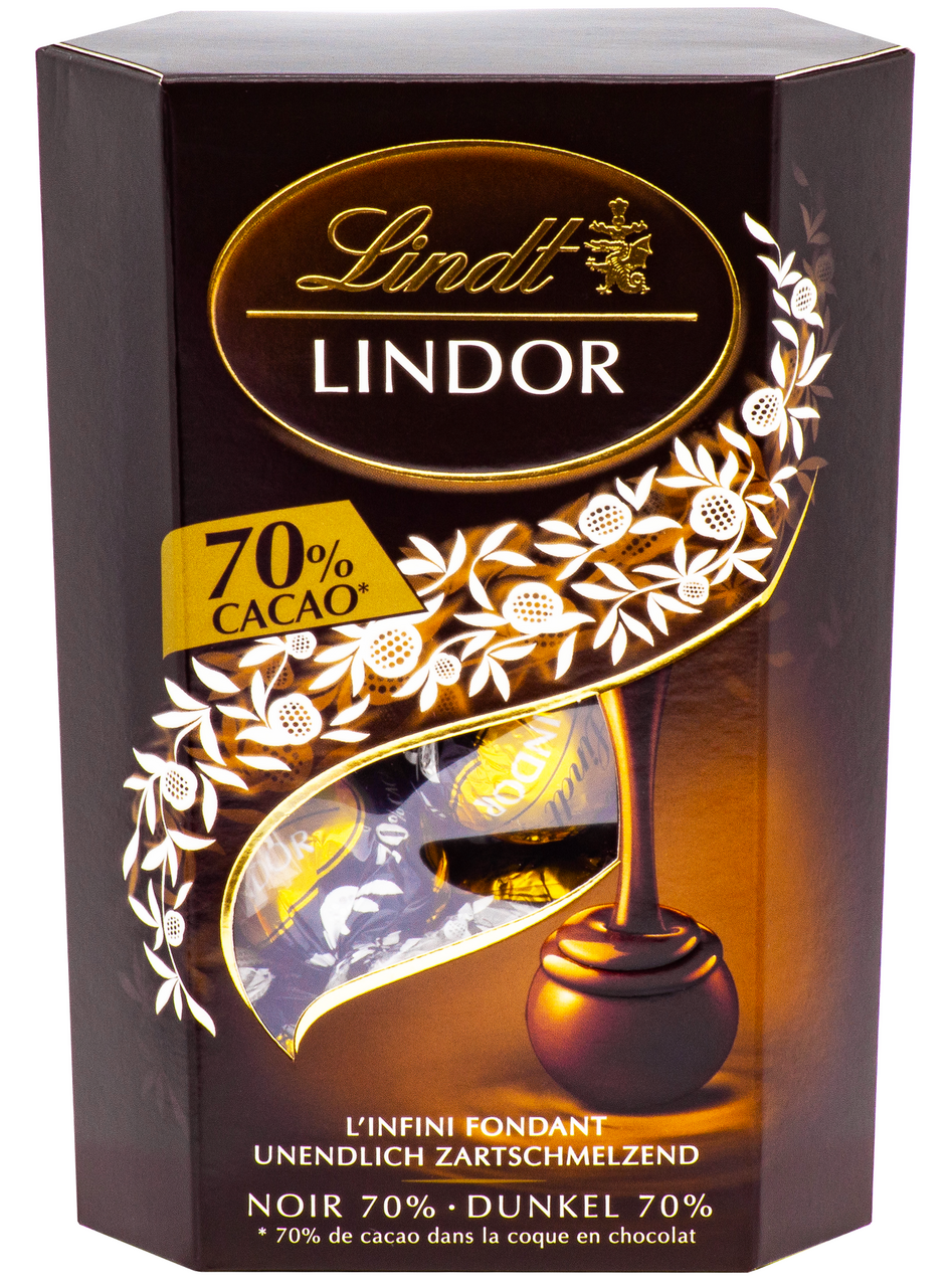 Набор конфет Lindt Lindor с горьким шоколадом 70%, 200г