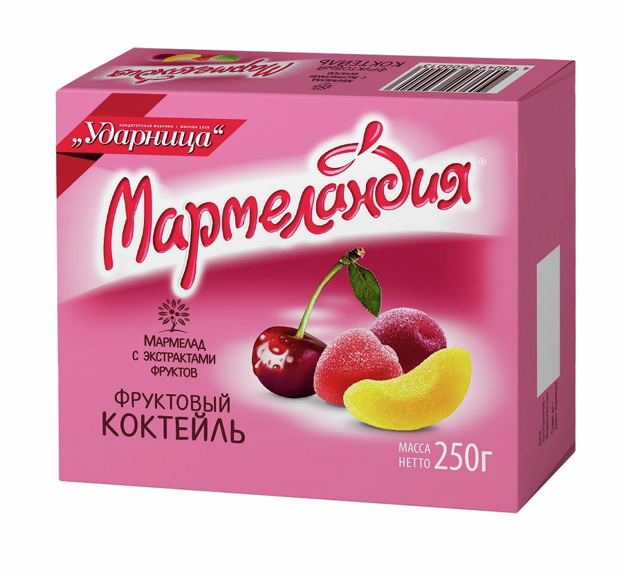 Мармелад Мармеландия Фруктовый коктейль с натуральным соком, 250г x 3 шт