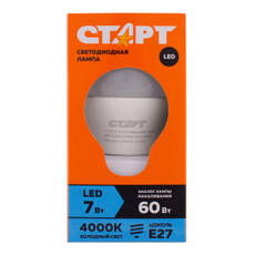 Лампа светодиодная Старт Е27 Led 7Вт холодный свет шар