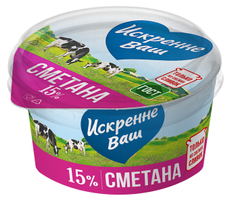 Сметана Искренне Ваш 15%, 180г