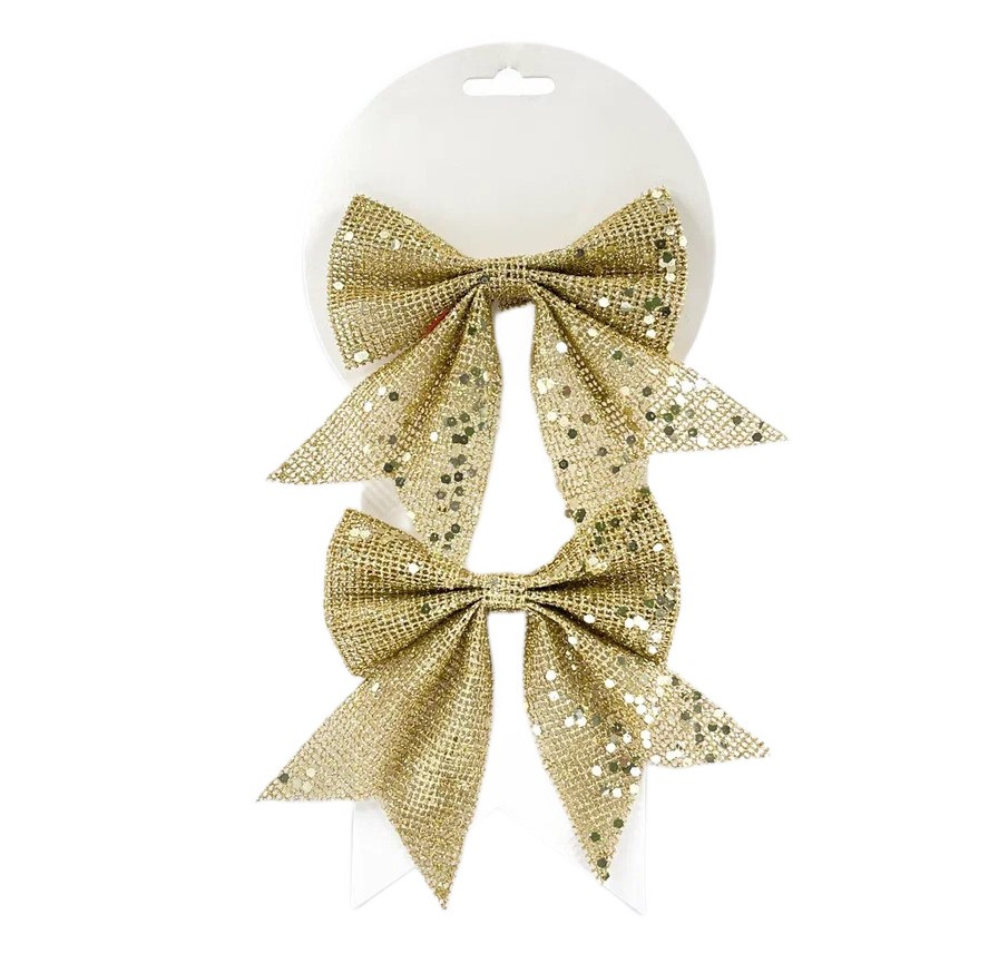 Набор бантов ChristmasDeLux золотой 2шт, 12 x 13см
