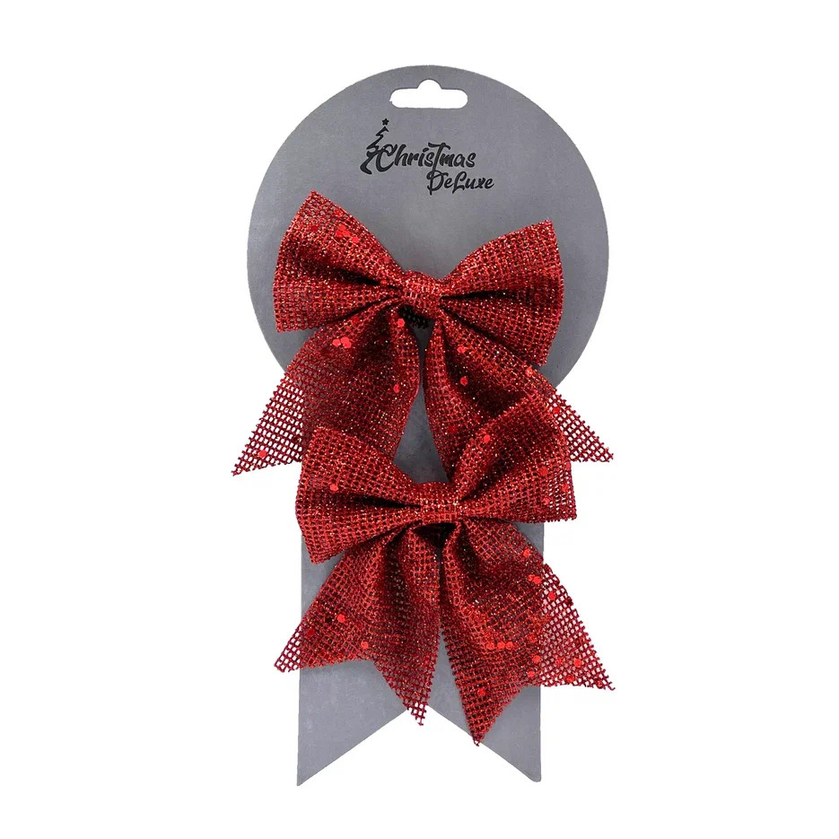 Набор бантов ChristmasDeLux красный 2шт, 12 x 13см