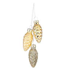 Украшение ChristmasDeLux Связка шишек золотое 3шт, 3см