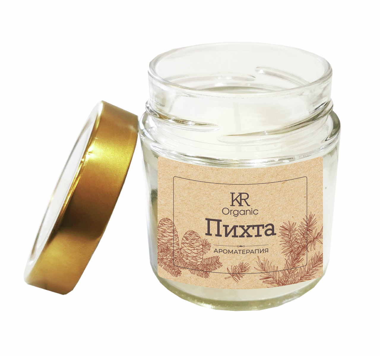 Свеча ароматическая Kukina Raffinata в банке с крышкой Пихта, 200мл