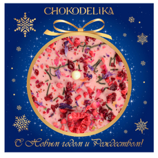 Шоколад Chokodelika белый с украшением Малина, вишня, зеленый чай, 75г