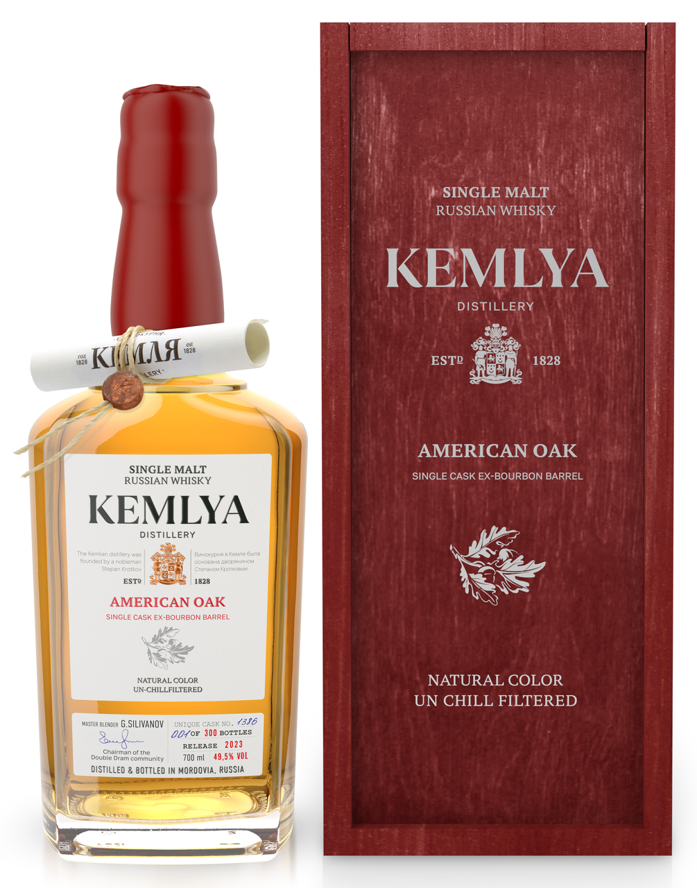 Изображение товара Виски Kemlya American Oak в подарочной упаковке 0.7л ограниченная партия