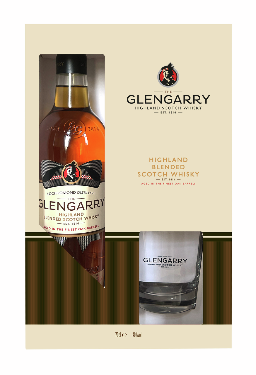 Изображение товара Виски Glengarry Blended 0.7л с стаканом в подарочной упаковке