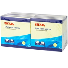 SIGMA Бумага для заметок с клеевым краем желтая 7.6 х 7.6см 100 листов, 12шт