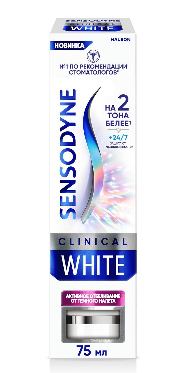 Изображение товара Зубная паста Sensodyne Clinical White Активное отбеливание от темного налета, 75мл