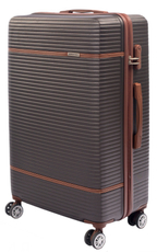 Чемодан Sirocco Moonstone ABS с кожаными полосками серый размер L, 48 x 28 x 76см