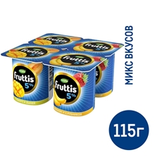 Йогуртный продукт Fruttis C манго и дыней/c бананом и клубникой 5%, 115г
