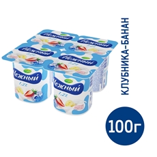 Йогуртный продукт Нежный с соком банан-клубника 1.2%, 100г