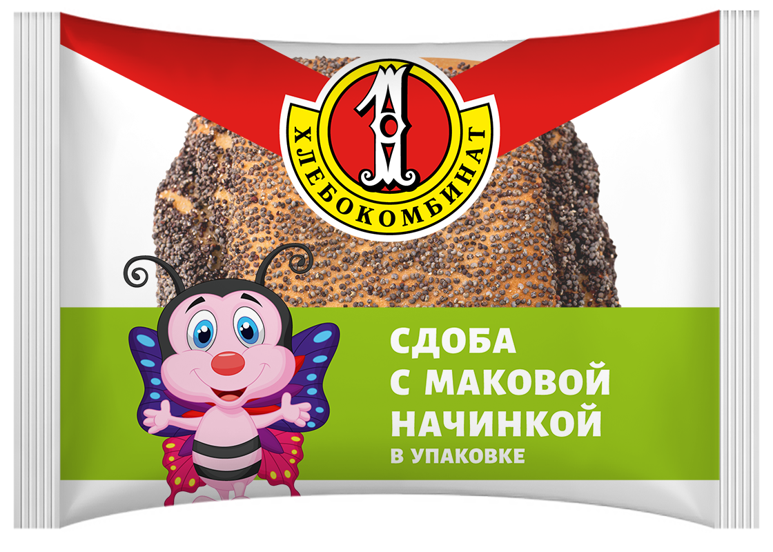 Сдоба Первый хлебокомбинат с маковой начинкой, 60г