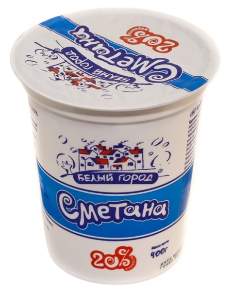 Сметана БЕЛЫЙ ГОРОД 20% РЕТ Стакан, 400г купить с доставкой на дом ...