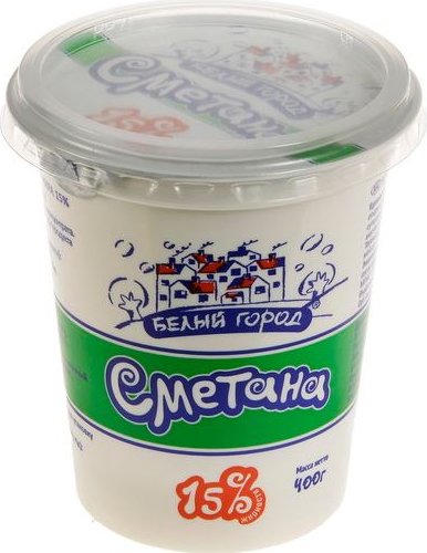Сметана БЕЛЫЙ ГОРОД 15% стакан, 400г купить с доставкой на дом, цены в ...