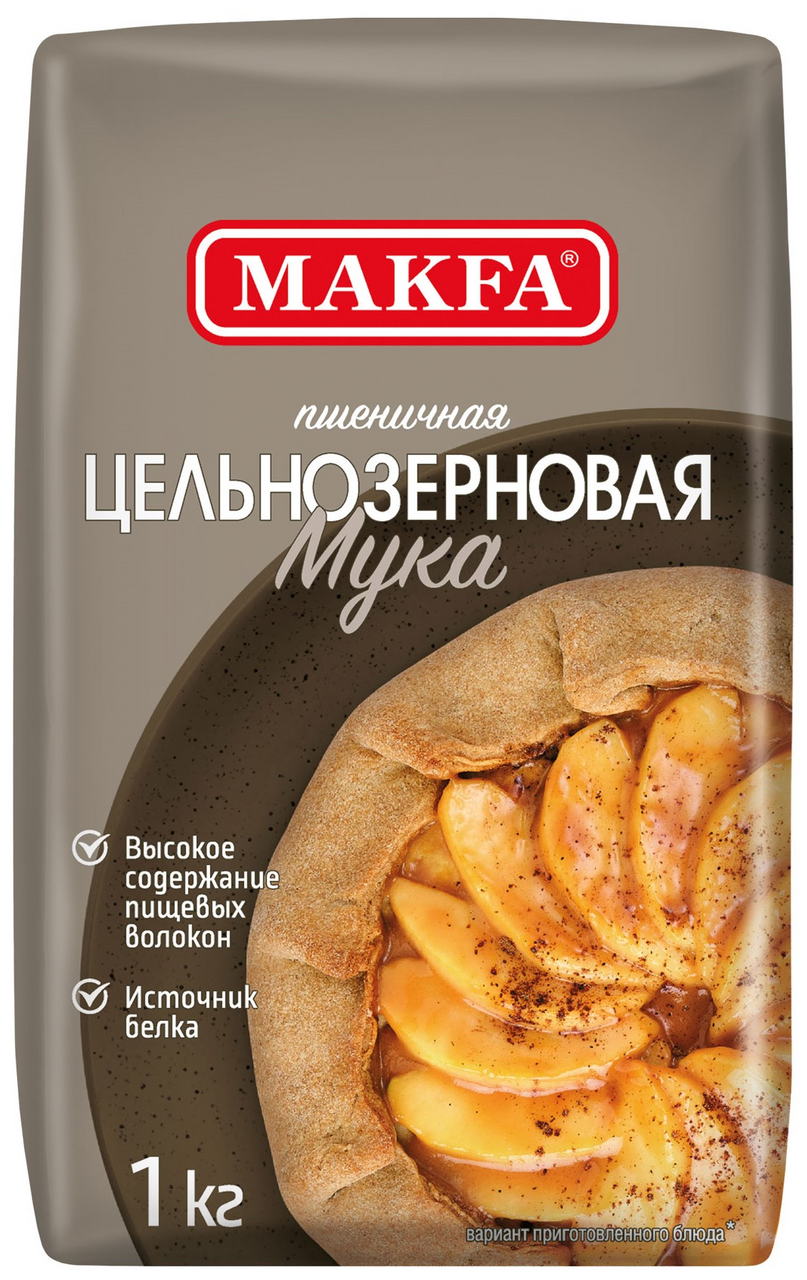 Мука Makfa пшеничная цельнозерновая, 1кг