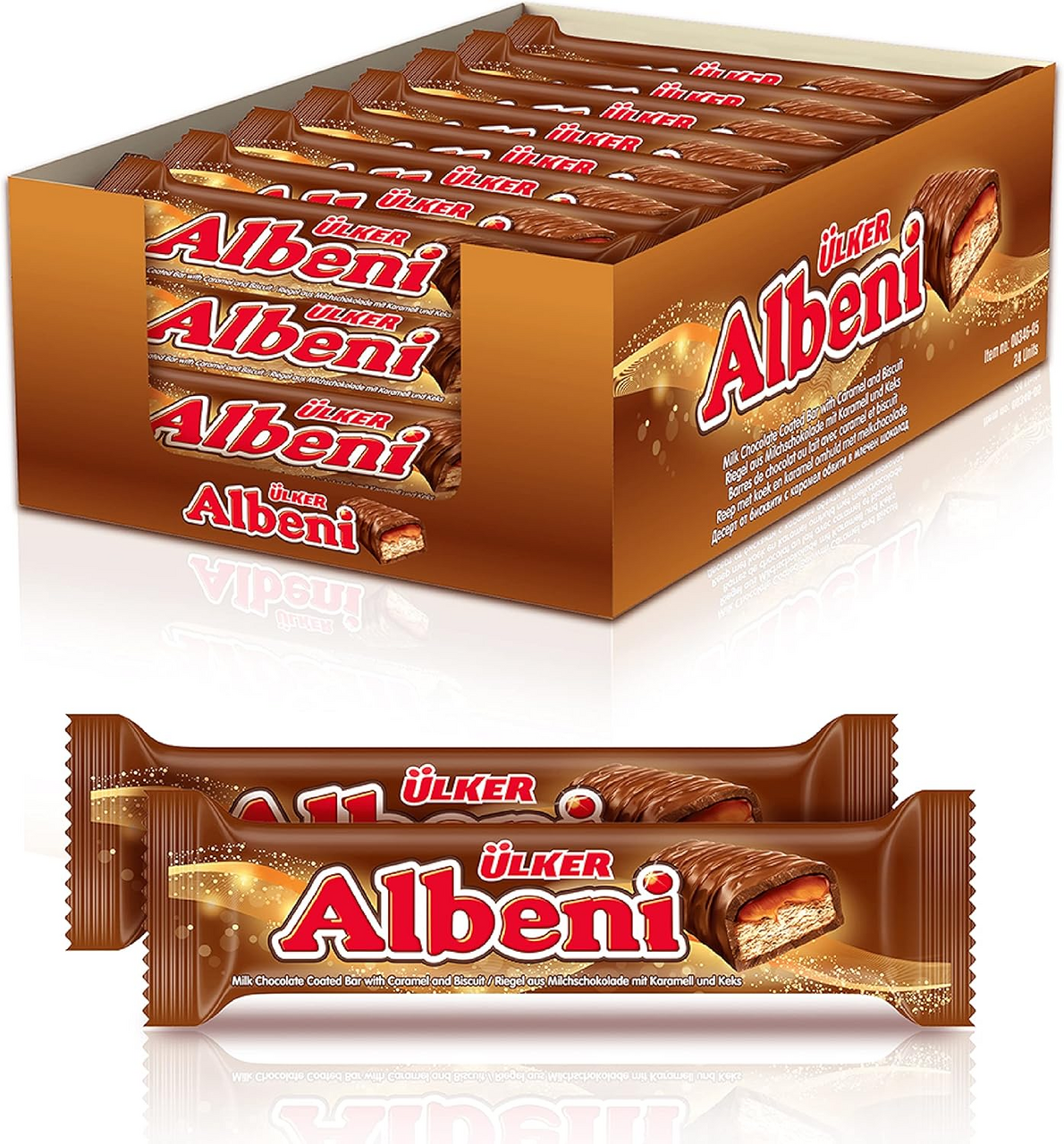 Батончик шоколадный Ulker Albeni с печеньем и карамелью, 40г x 24 шт