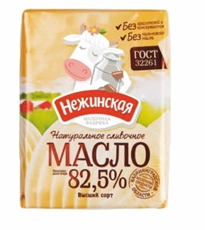 Масло сладко-сливочное Нежинская МФ Традиционное 82.5%, 180г