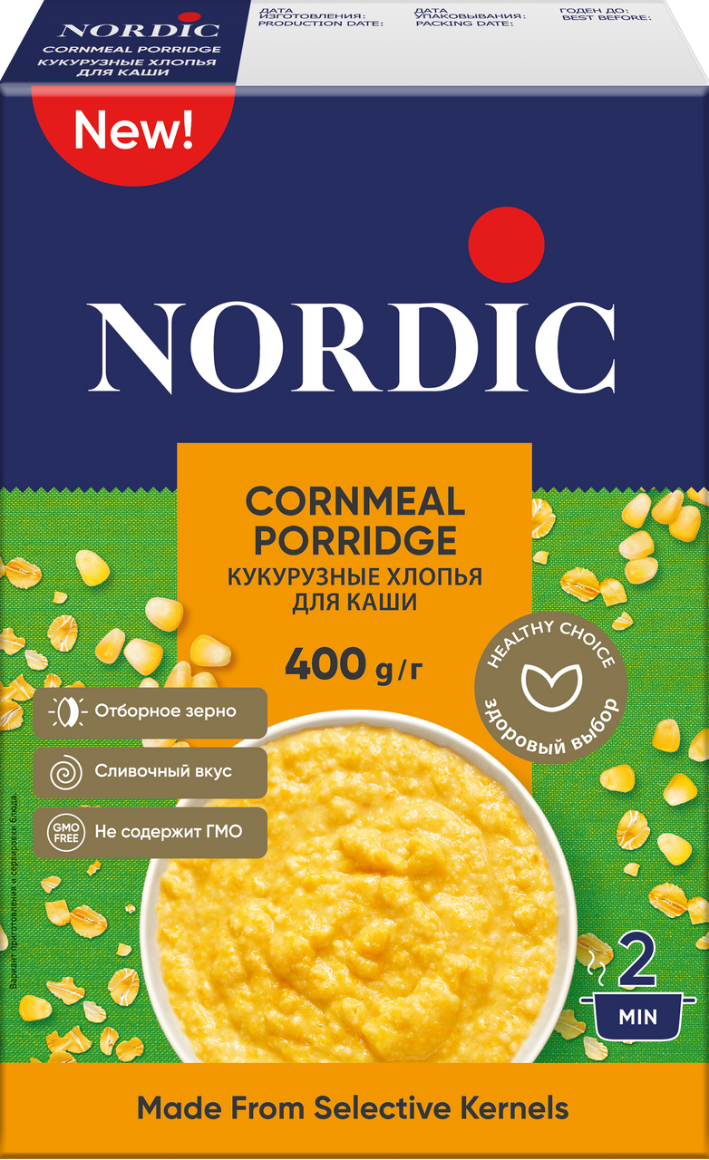 Хлопья кукурузные Nordic для каши, 400г