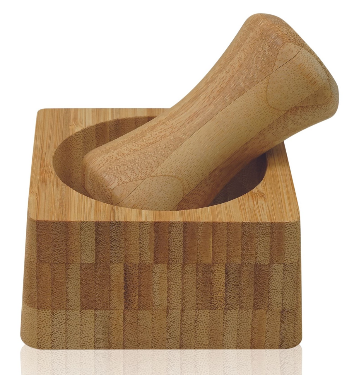 Ступка с толкушкой бамбуковая, 12 х 6см