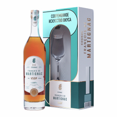 Коньяк Francois de Martignac VSOP с бокалом в подарочной упаковке, 0.7л