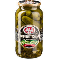 Огурцы маринованные Скатерть-Самобранка Хрустящие корнишоны, 1.415л