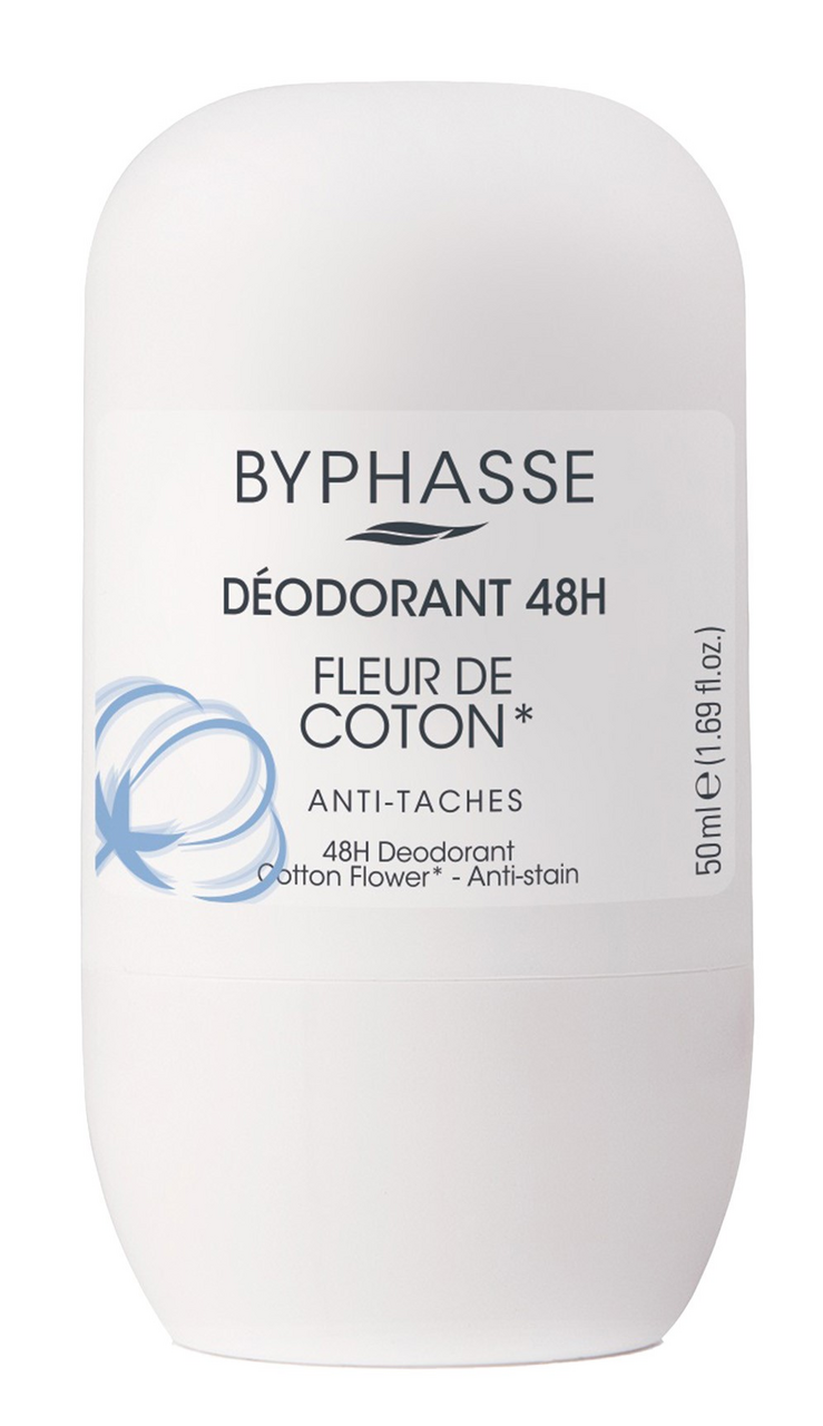 Изображение товара Дезодорант-ролик BYPHASSE Fleur De Coton 50 мл защита 48 часов для мужчин и женщин
