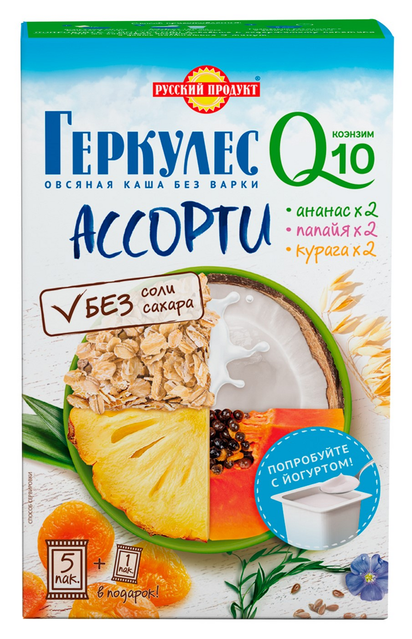 Каша овсяная Русский продукт Q10 Ассорти моментальная, 210г