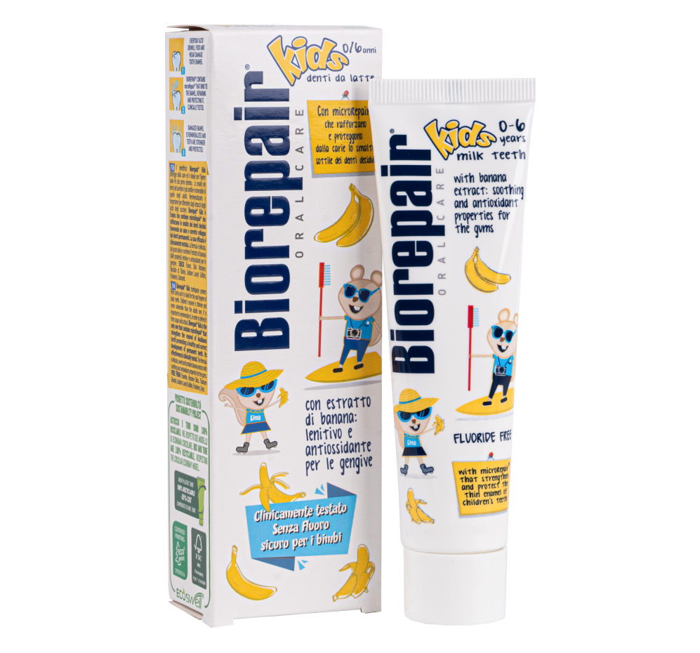 Изображение товара Зубная паста детская Biorepair Kids с бананом от 0 до 6 лет, 50мл