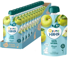 Пюре фруктовое детское ФрутоНяня Яблоко с 4 месяцев, 90г х 12 шт