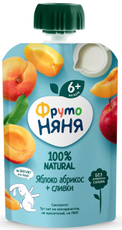 Пюре фруктовое детское ФрутоНяня Яблоко, абрикос и сливки с 6 месяцев, 90г