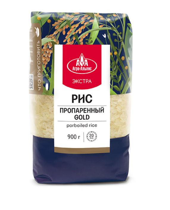 Изображение товара Крупа рис Агро-Альянс Экстра Gold пропаренный, 900г