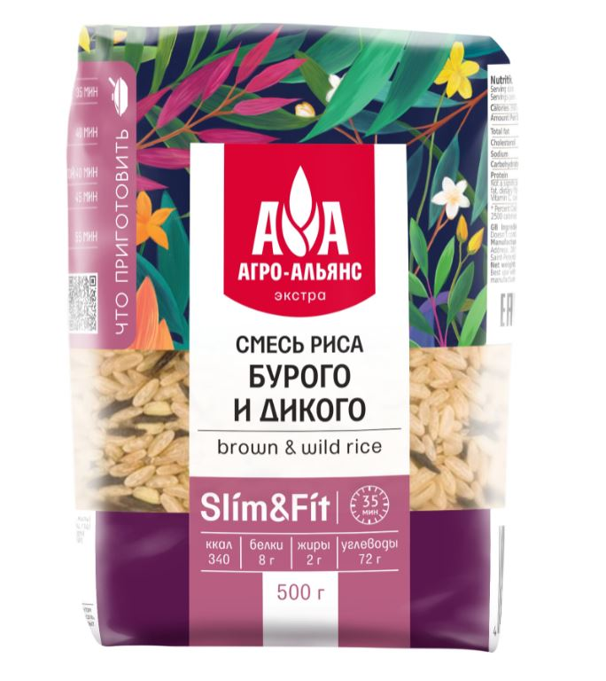 Изображение товара Смесь риса Агро-Альянс Экстра бурый и дикий, 500г