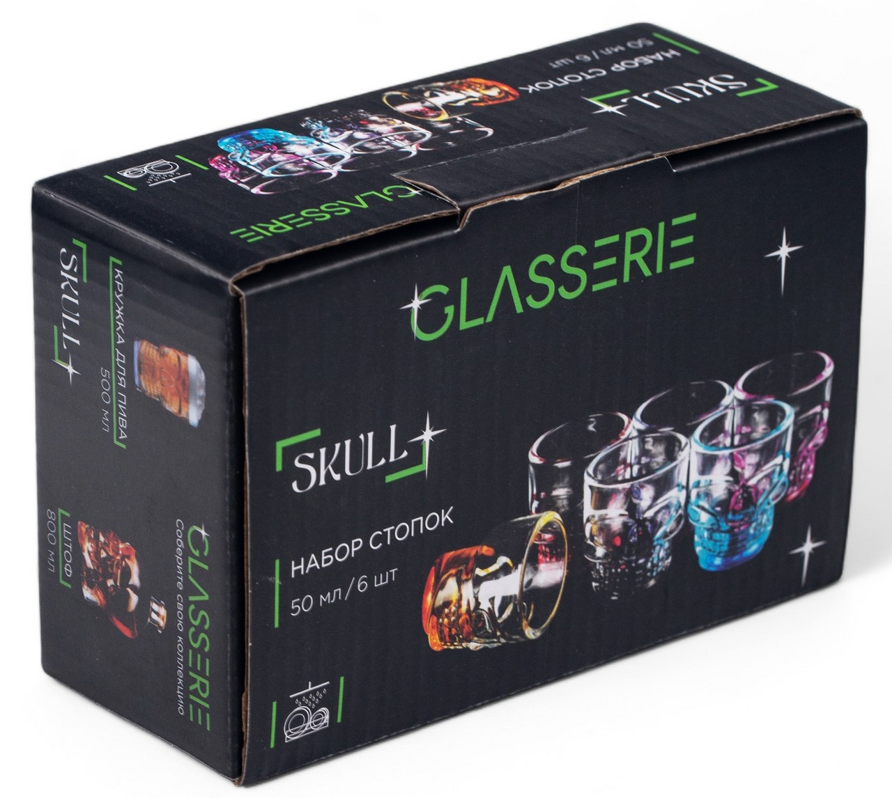 Изображение товара Набор стопок Glasserie Skull Colors 50 мл 6 шт оригинальный дизайн