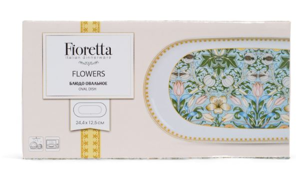Изображение товара Блюдо Fioretta Flowers 24.4x12.5 см - овальное керамическое для сервировки