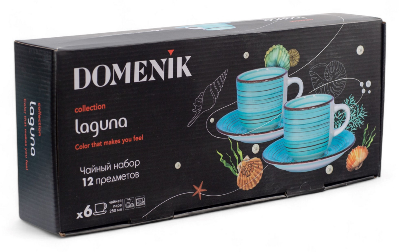 Изображение товара Чайный набор Domenik Laguna 12 предметов, 250 мл в бирюзовых оттенках