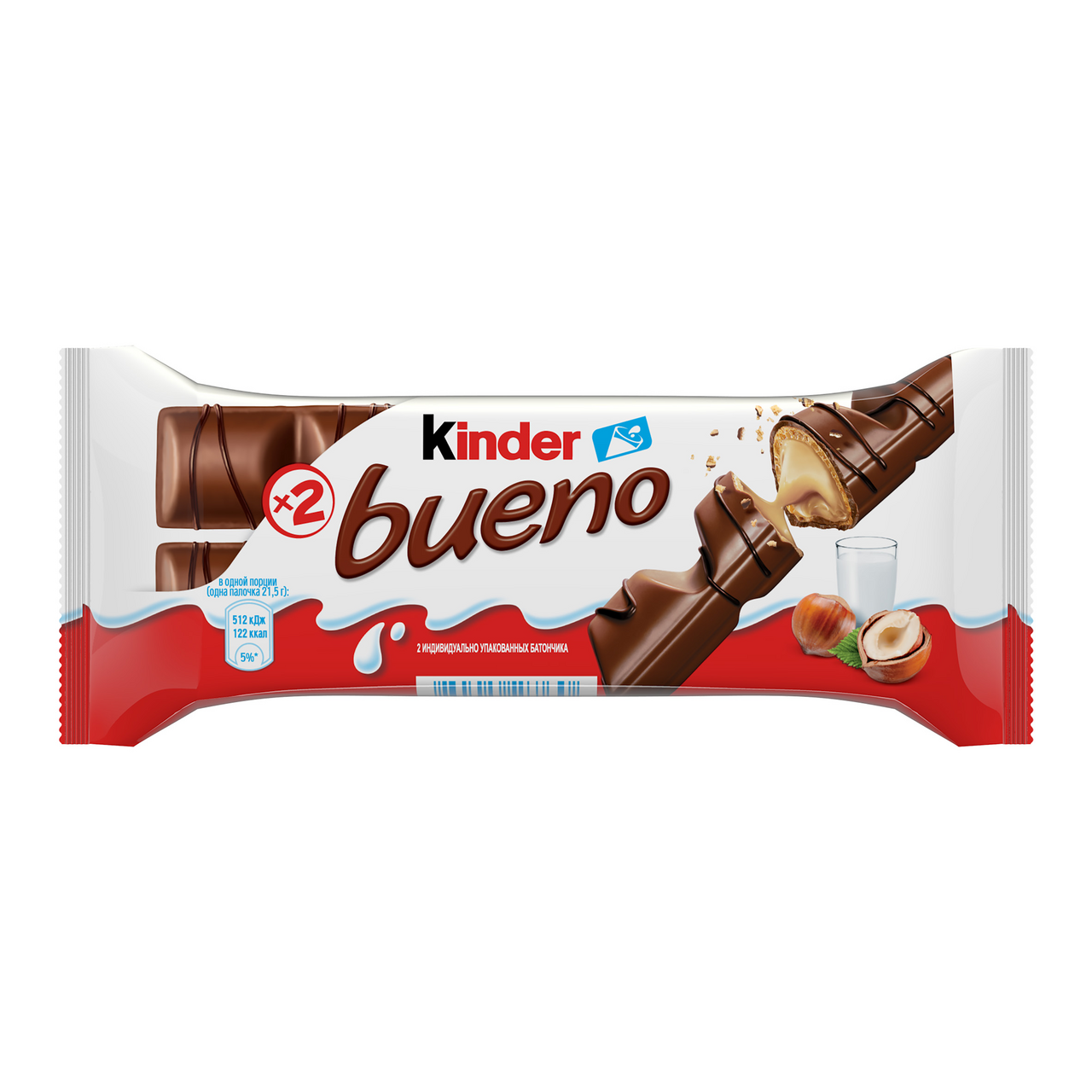 Батончик Kinder Bueno вафельный в молочном шоколаде, 43г купить с доставкой  на дом, цены в интернет-магазине