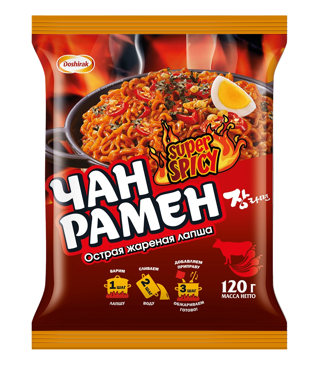 Лапша быстрого приготовления Доширак Чан рамен острая жареная, 120г