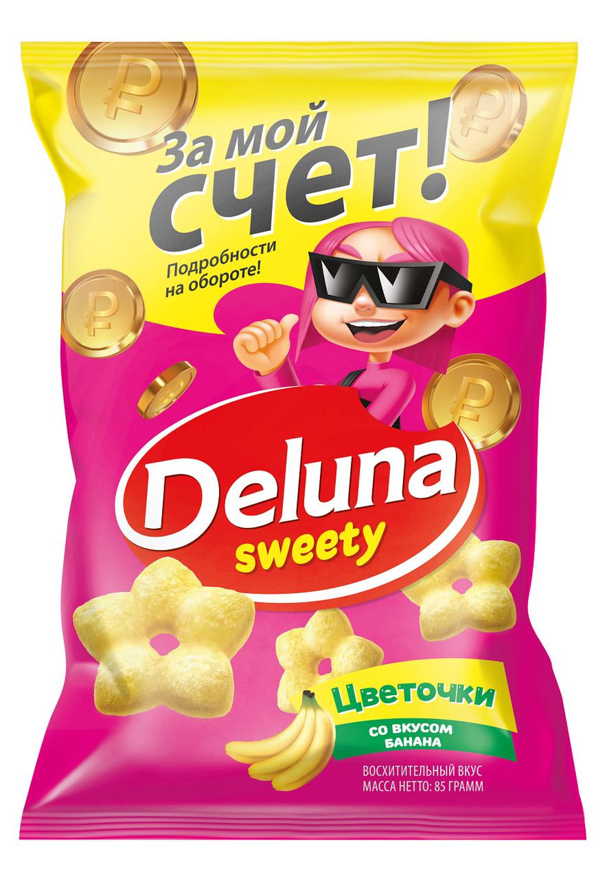 Снеки Deluna цветочки со вкусом банана, 85г