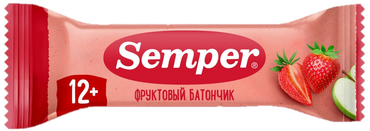 Изображение товара Батончик фруктовый детский Semper Яблоко и клубника с 12 месяцев, 15г