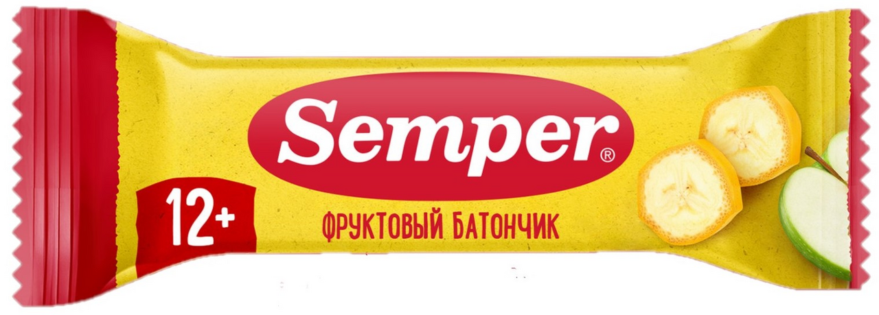 Изображение товара Батончик фруктовый детский Semper Яблоко и банан с 12 месяцев, 15г