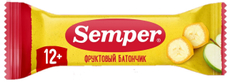 Батончик фруктовый детский Semper Яблоко и банан с 12 месяцев, 15г