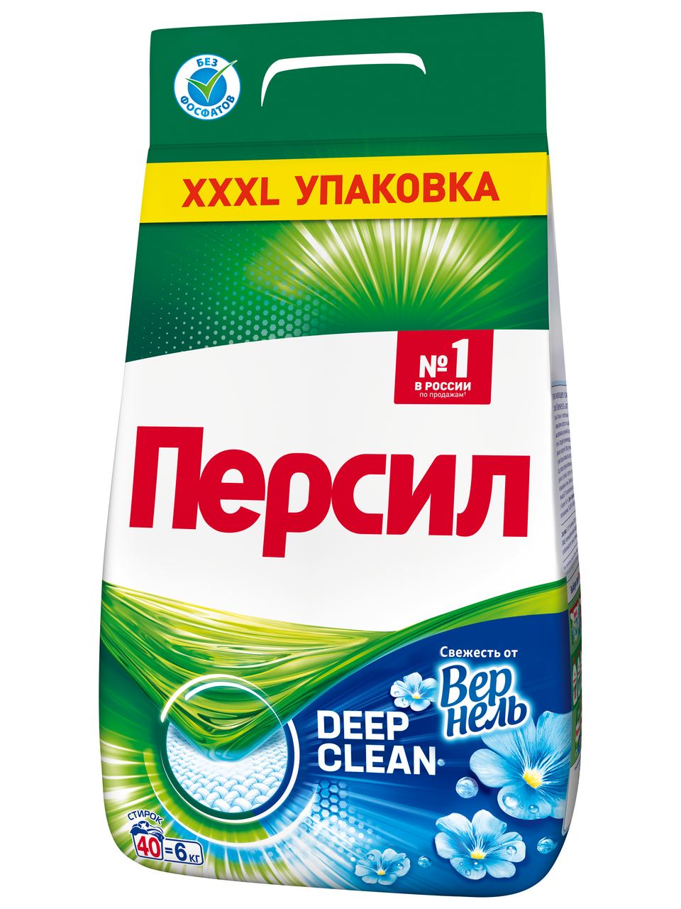 Изображение товара Стиральный порошок Персил Свежесть от Вернель для белого белья 40 стирок, 6кг