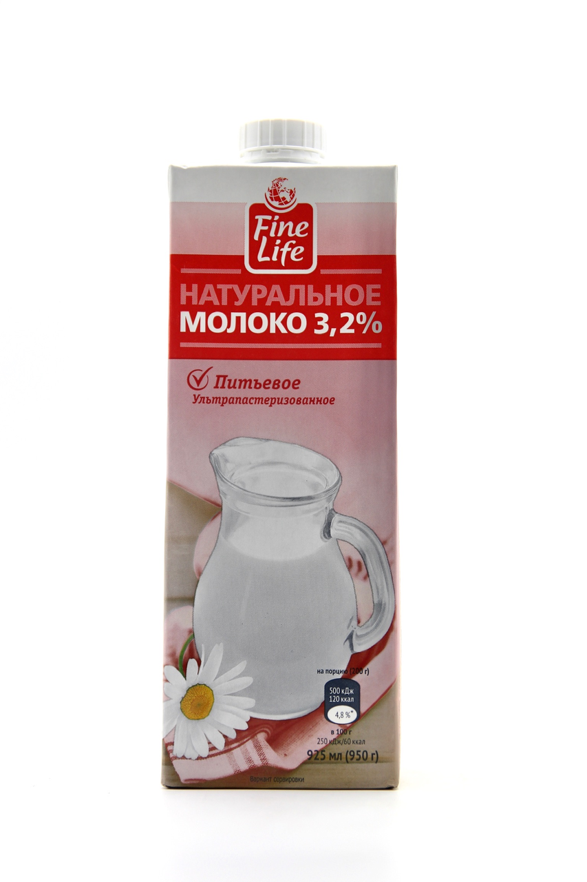 Молоко FINE LIFE стерилизованное 3,2%, 950г