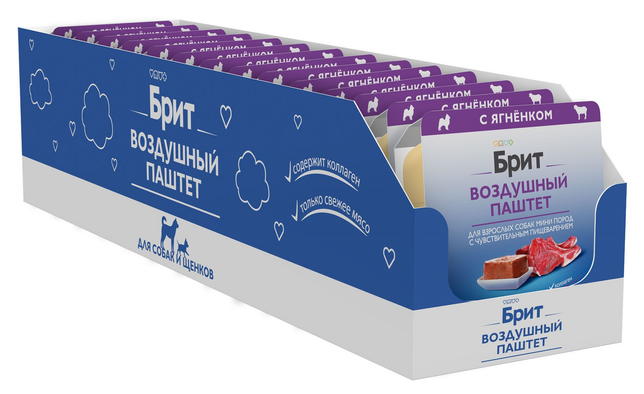 Изображение товара Паштет Brit для собак мини пород с чувствительным пищеварением с ягненком, 100г x 14 шт