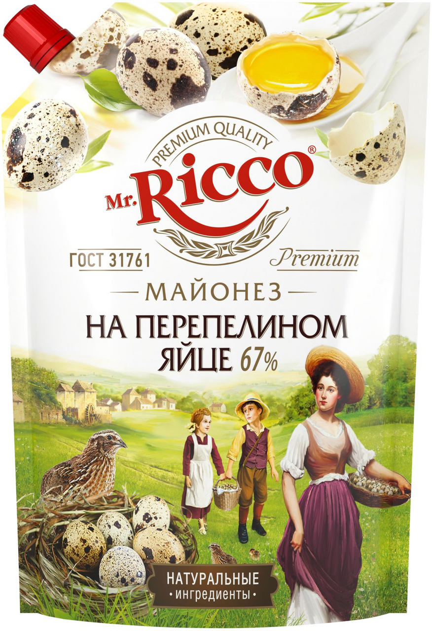 Майонез Mr. Ricco Premium на перепелином яйце 67%, 800мл