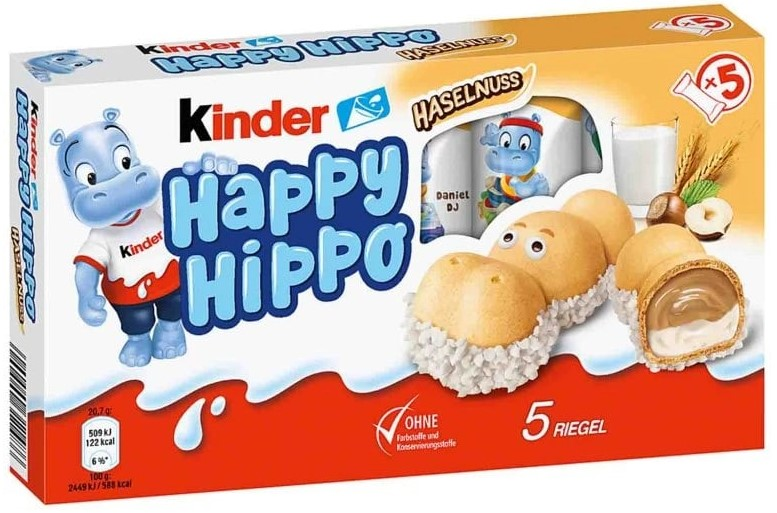 Вафли Kinder Happy Hippo с лесным орехом, 104г